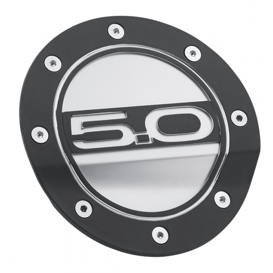 Porte d'Essence en ABS Argent et Noir logo 5.0 2015-2022 Mustang